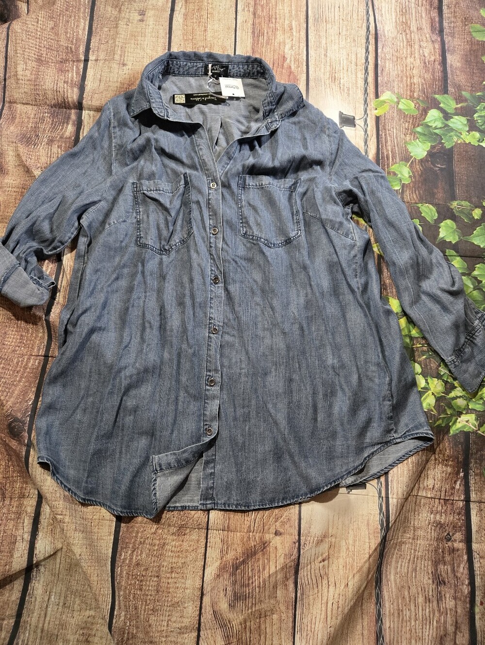 Light Wash Denim Button-Up Shirt